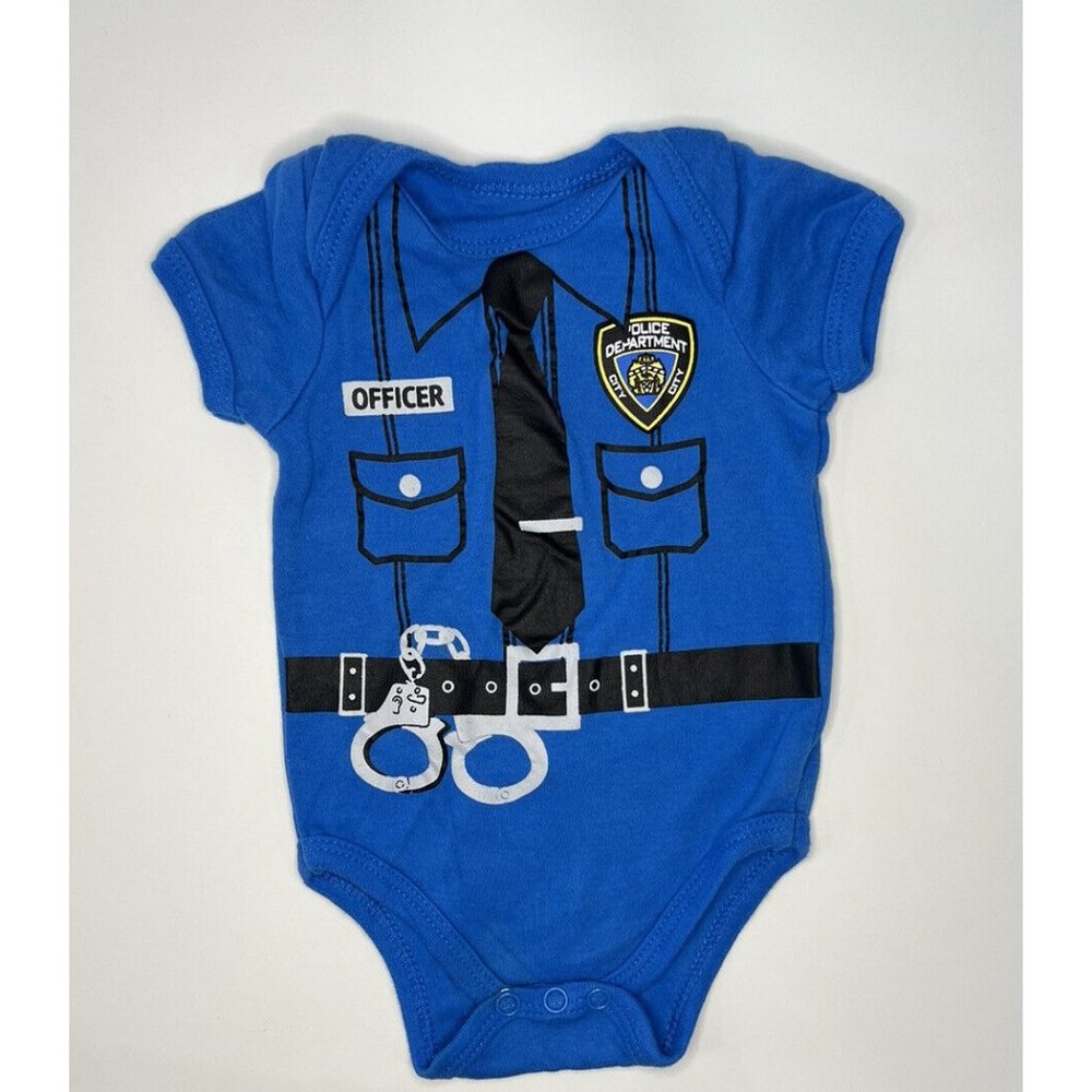 4/$15 ⭐️ Swiggies Baby sky blue Bodysuit Officer Short Sleeve Size 3-6 Months